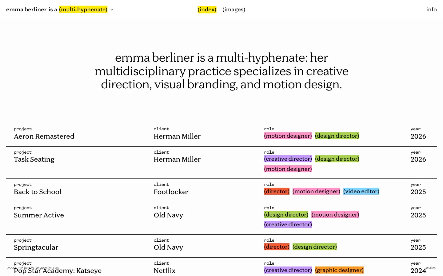 Emma Berliner’s portfolio on a desktop screen